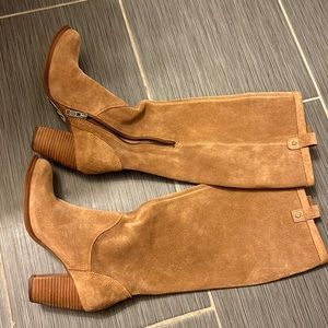 NWT Ugg Tan Suede Leather Knee High Heel Boots Womens S 7.5